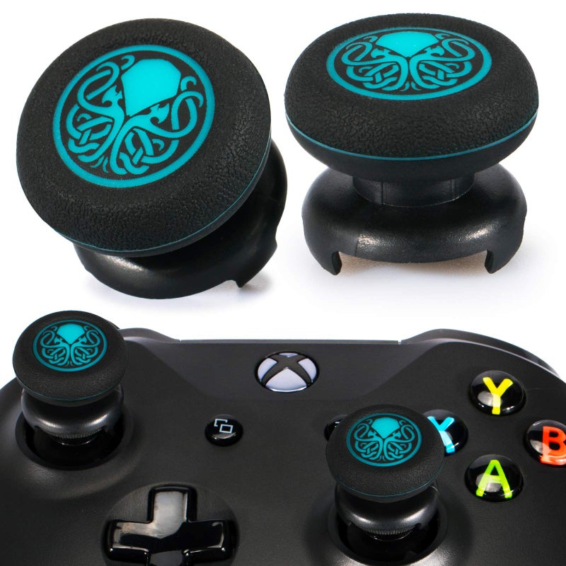 Playrealm FPS Thumbstick Extender & Printing Rubber Silicone Grip Cover 2 Sets for Xbox Series X/S & Xbox One Controller(Cthulhu Abyss Blue) - Image 1